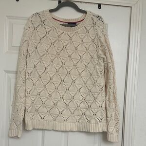 Tommy Hilfiger Oversized Cotton Cream Knit Sweater Size XL